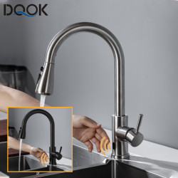 Smart Touchless Kitchen Tap Brushed Poll Out Infrared Sensor Taps Black/Nickel Infrared Water Mixer Taps